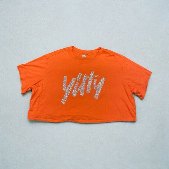 Yitty Orange Crop Top T-shirt with Rhinestones Women's Size 4x - Picture 1 of 8